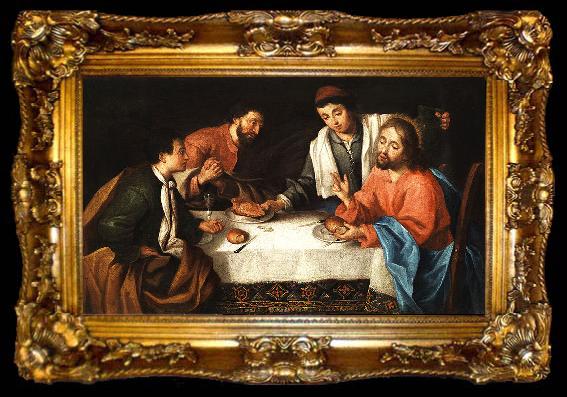 framed  Pier Leone Ghezzi Emmaus, Christ breaking bread, ta009-2